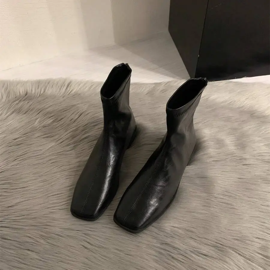 ローヒール マーティンブーツ 薄型 ショートブーツ