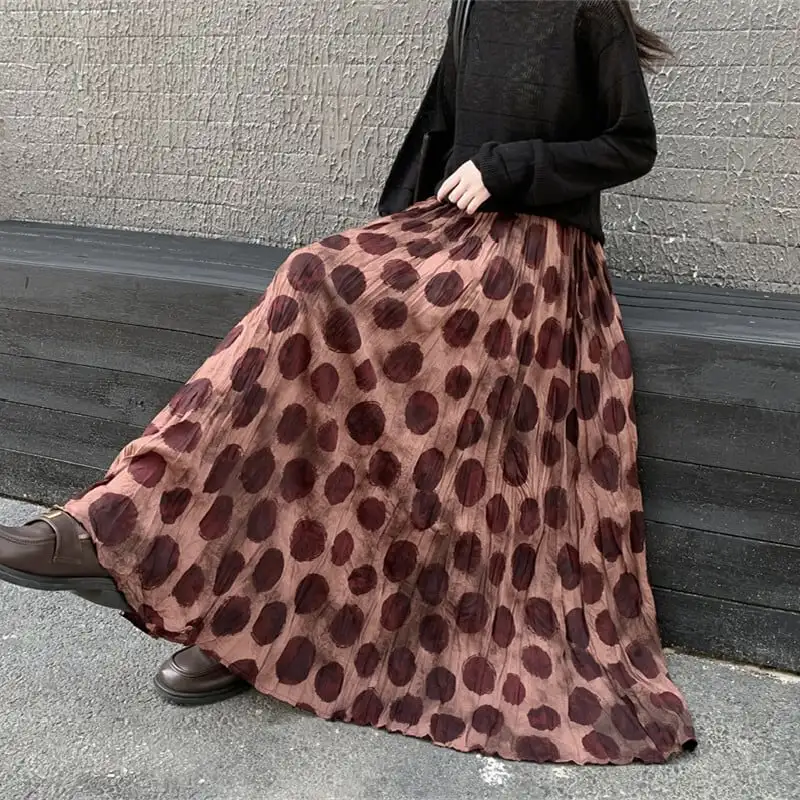 ボトムス スカート クロケ ドット柄 ロング丈 カジュアル