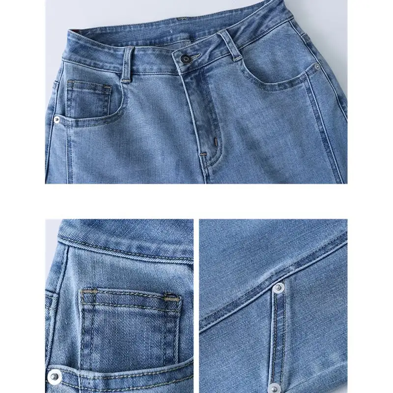 ボトムス デニムパンツ ジーンズ ハイウエスト ワイド ライトブルー