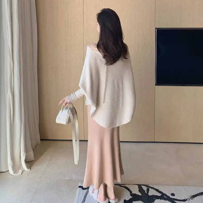 ボトムス スカート 3色展開 ニット エレガント コーヒー色 ベージュ ライトピンク