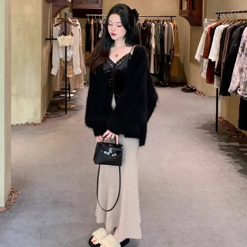 ボトムス スカート 3色展開 ニット エレガント コーヒー色 ベージュ ライトピンク