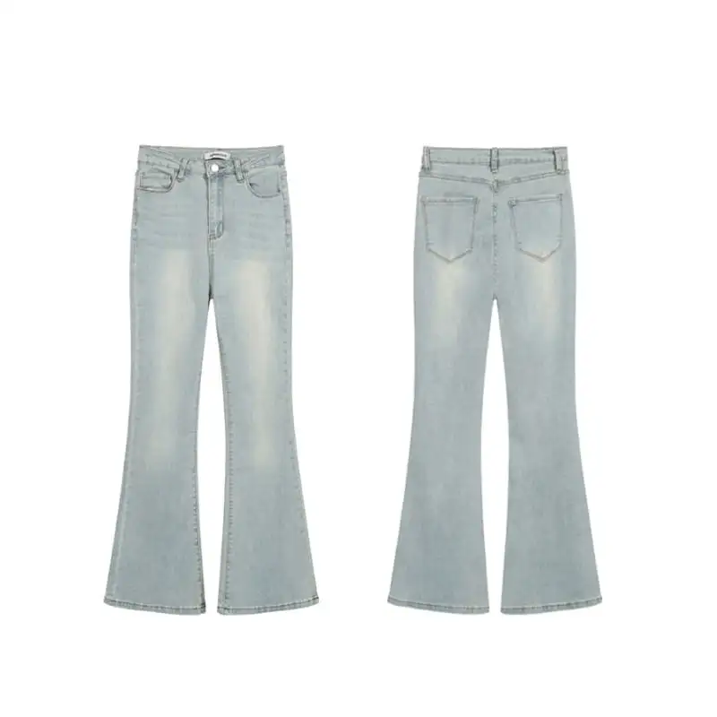 ボトムス デニムパンツ レトロ フレア ライトブルー