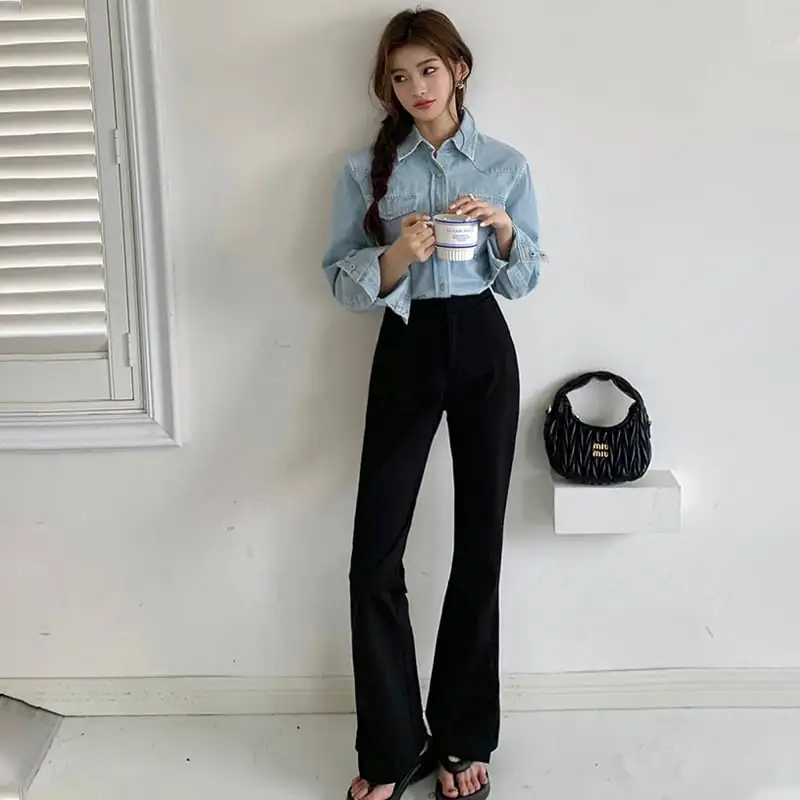 ボトムス パンツ ドレープ感 スリット裾 脚長効果