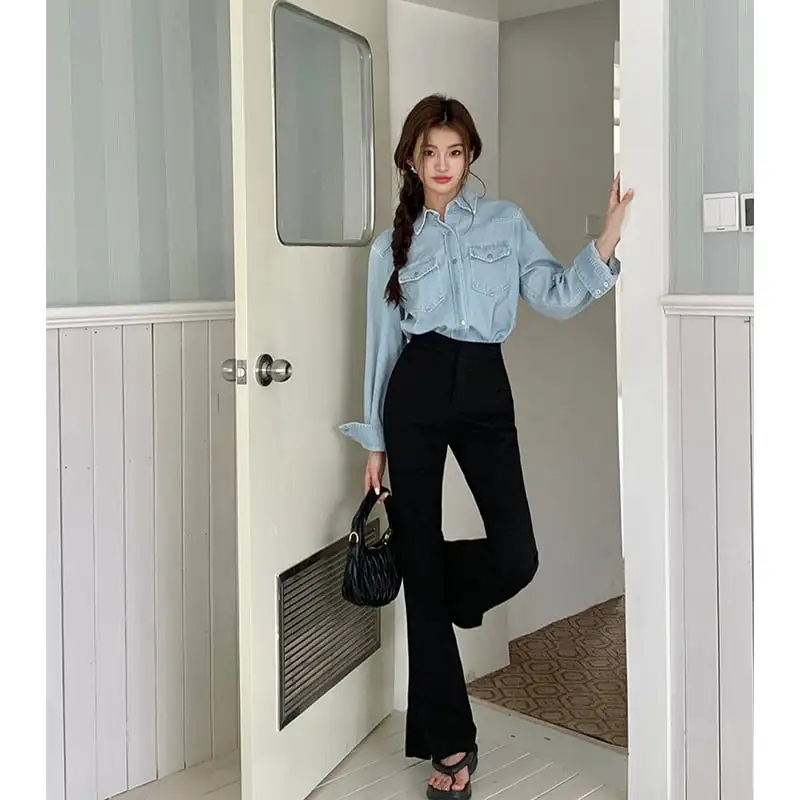 ボトムス パンツ ドレープ感 スリット裾 脚長効果