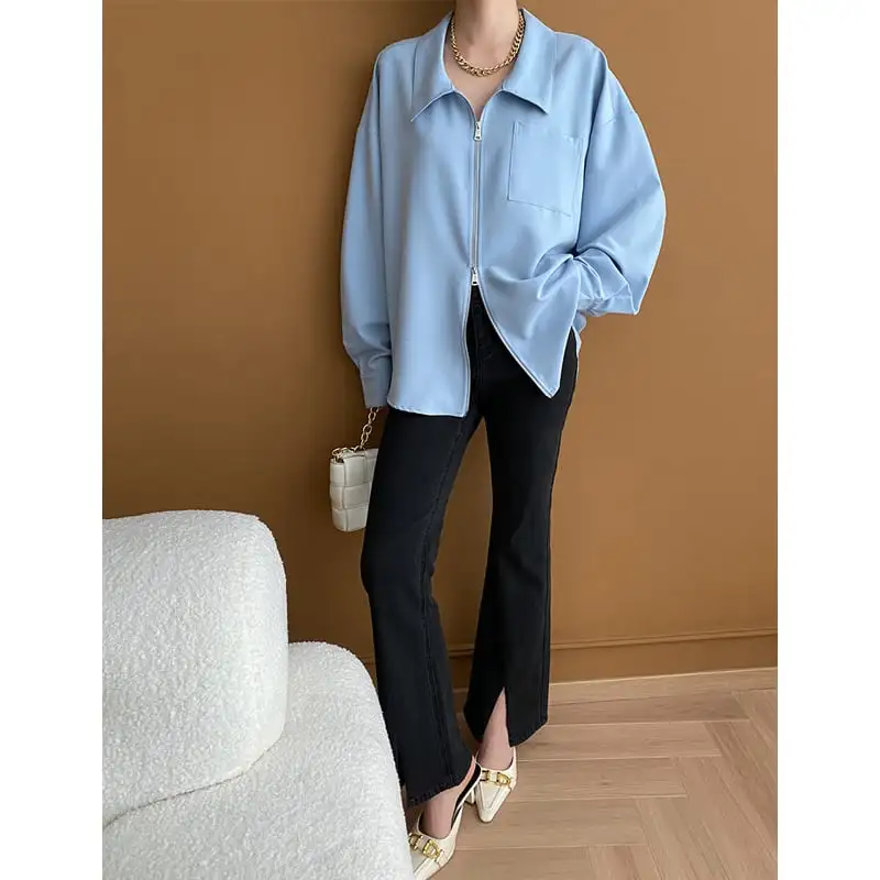 ボトムス デニムパンツ ハイウエスト 前スリット ブラック