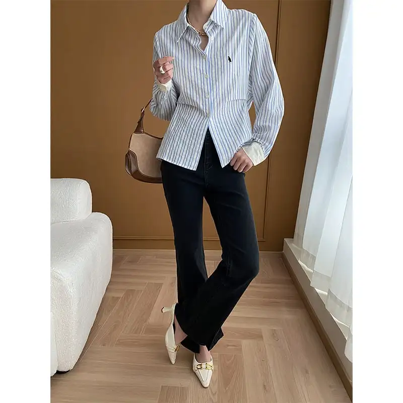 ボトムス デニムパンツ ハイウエスト 前スリット ブラック