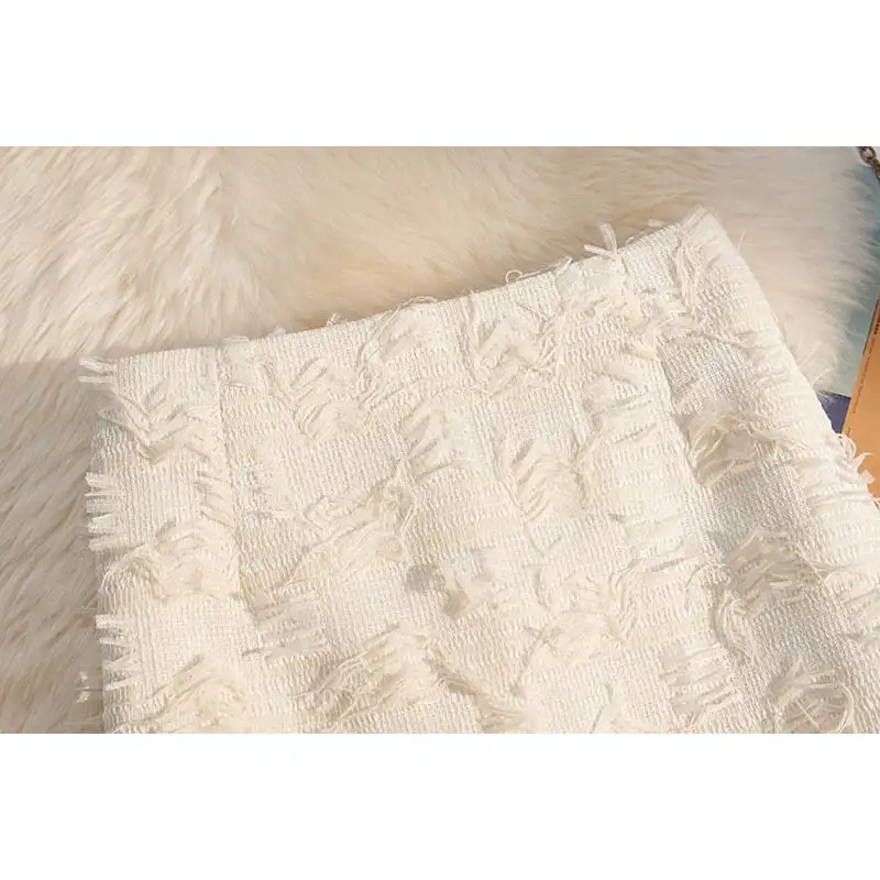 ボトムス スカート 3色展開 ミニスカート ハイウエスト タッセル ブラック ベージュ ピンク