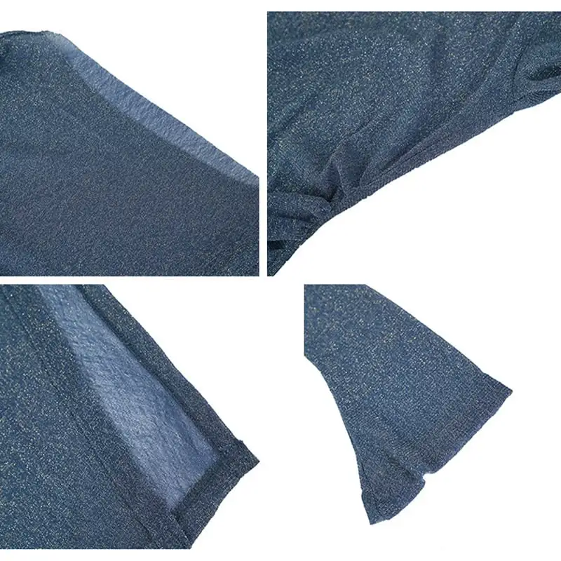 セットアップ セクシー 主役級 不規則 チュール素材 Tシャツ+ワンピース ネイビー