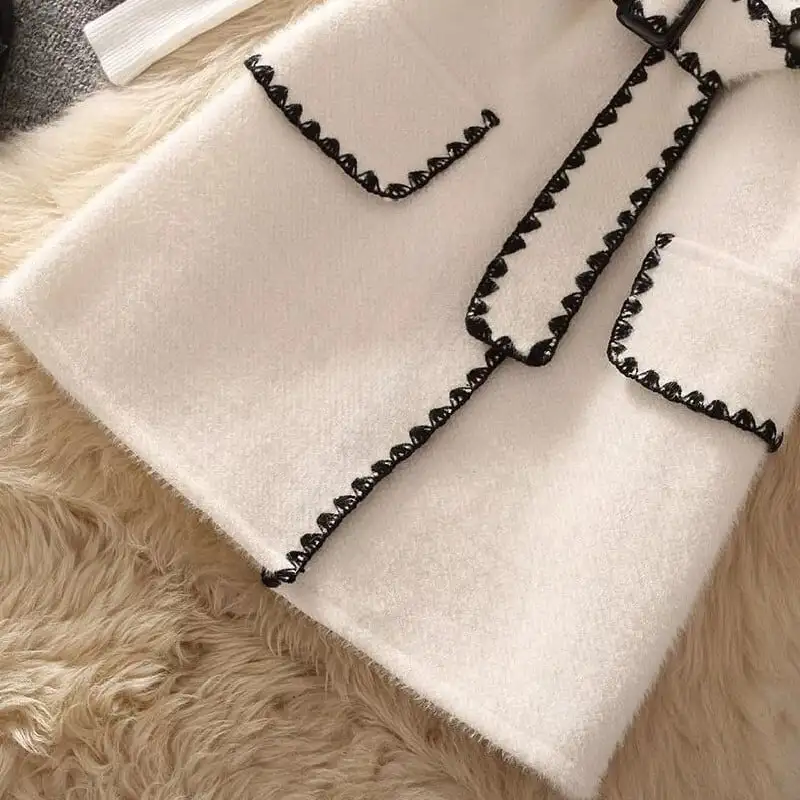 セットアップ トップス+ベストワンピース 2色展開 ニット ホワイト ブラック