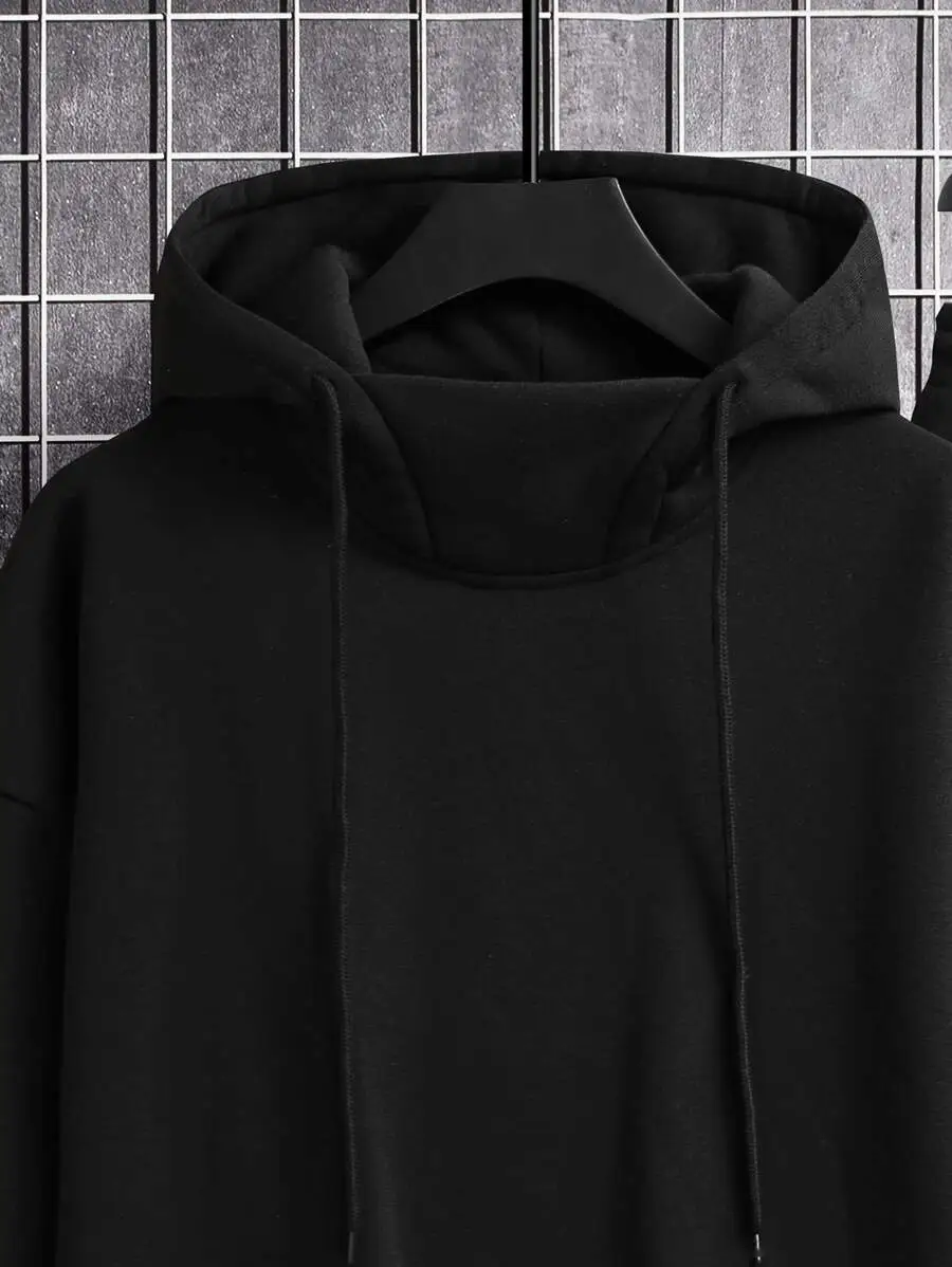 メンズポケット ドロップショルダー 紐付きパーカー 　スウェットパンツ