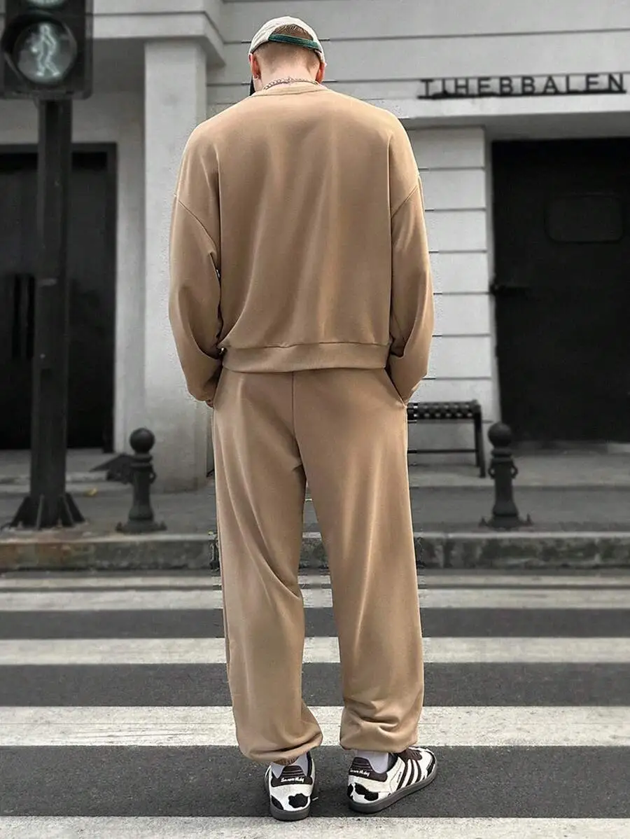 2点セット ニット カジュアル ルーズ 長袖スウェットシャツ   アンクル丈パンツ トラックスーツセット