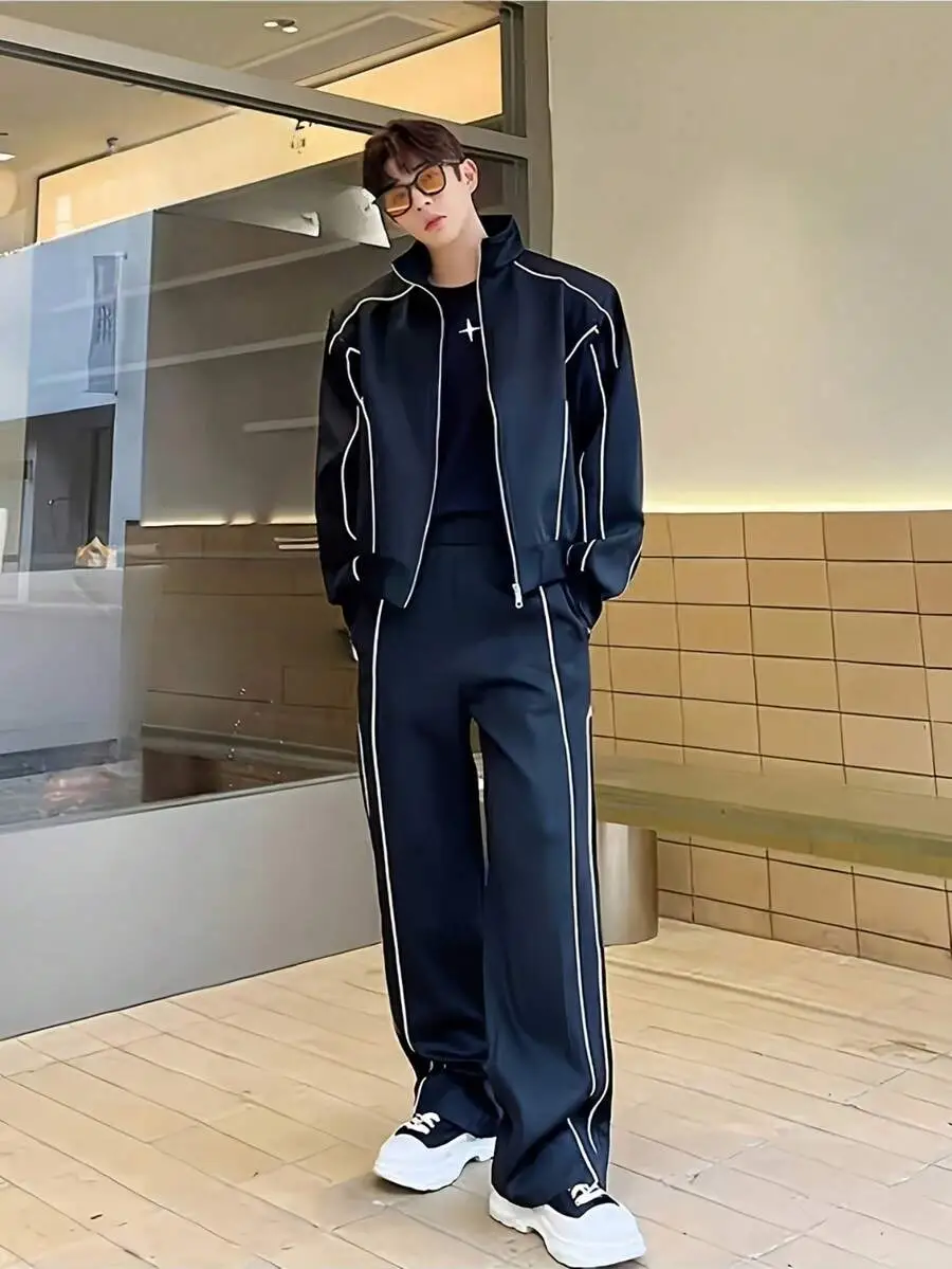 ゆったり カジュアル 通気性 快適 長袖 長ズボン カジュアルスーツ セットアップ