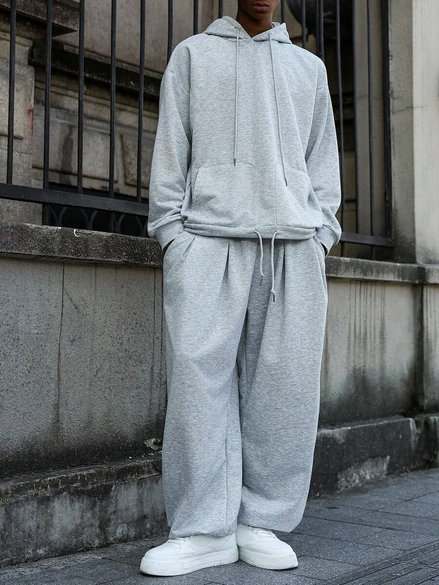 オーバーサイズ ポケット付き グレー メンズ パーカー セット