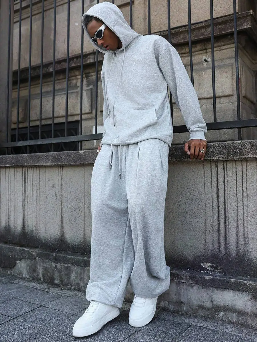 オーバーサイズ ポケット付き グレー メンズ パーカー セット