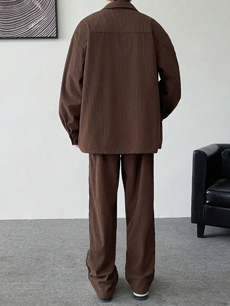 メンズカジュアル 無地 ルーズシャツ&パンツ セット、外出やシーズンに適しています
