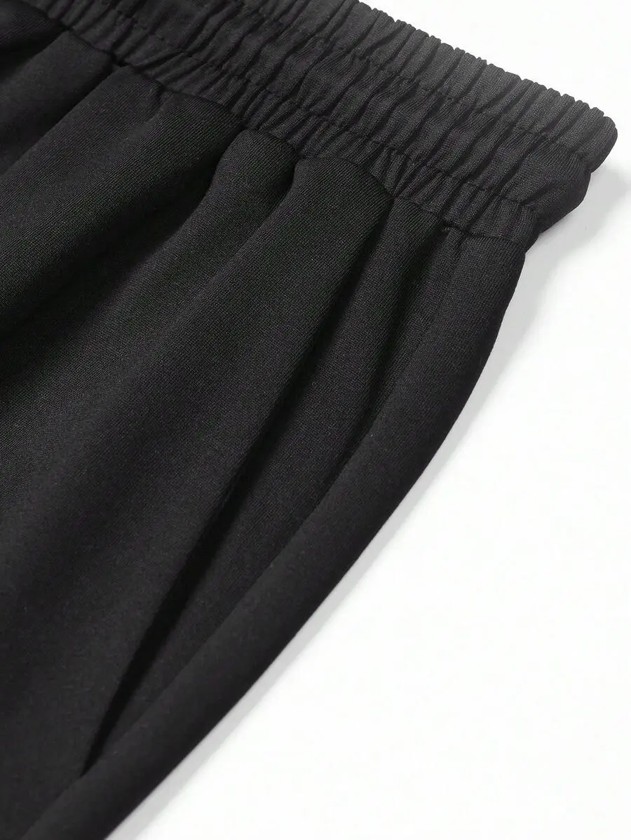 メンズ ブラック カジュアル ポロカラー 長袖 ポケット付き スウェットシャツ パンツ セット