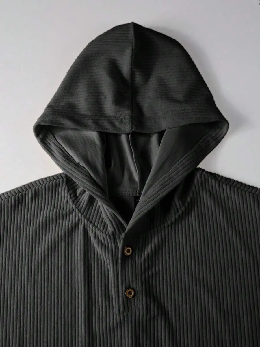 メンズ 秋 ルーズ フーデッド ドロップショルダー スウェットシャツ&パンツ セットアップ