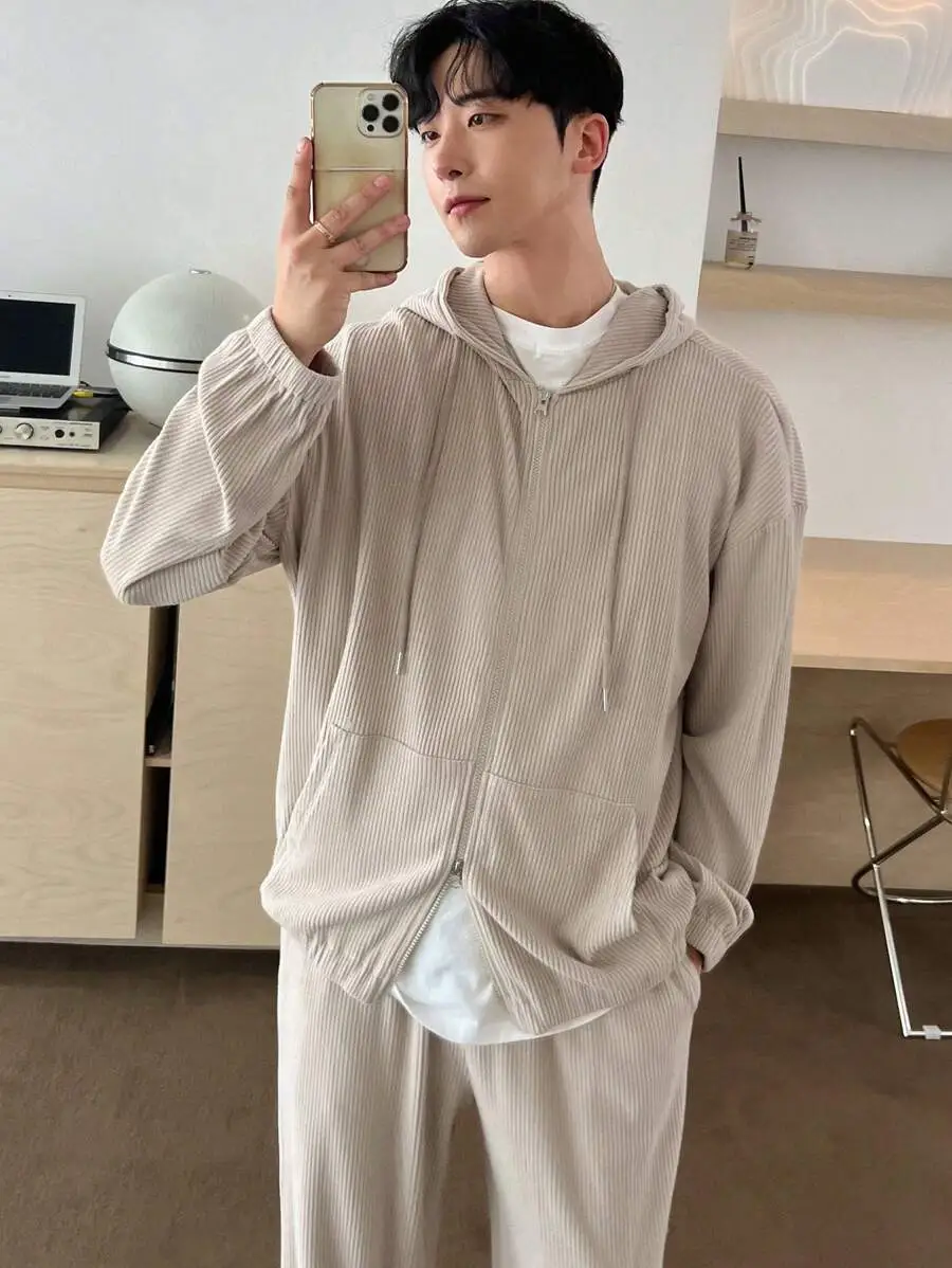 メンズ 無地 パーカー トラックスーツ ドローストリングセット
