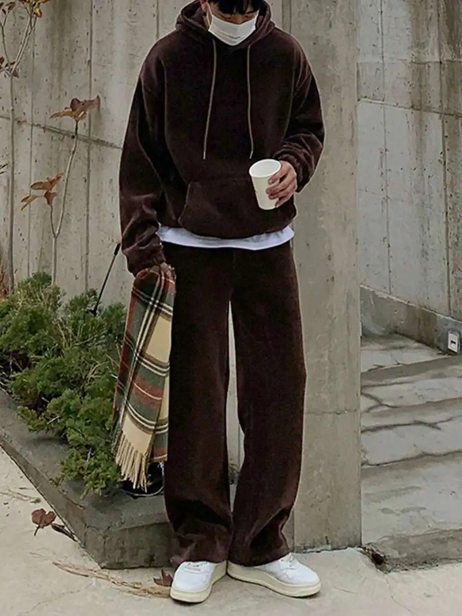 無地 長袖 パーカー スウェットパンツ カジュアル 二点セット