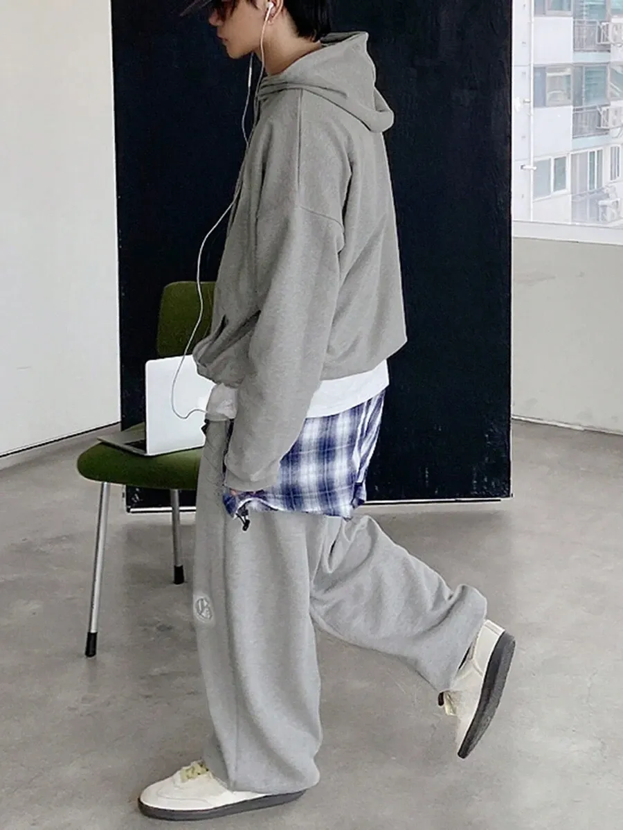 グレー レターグラフィック フリースパーカー  裏起毛 セット