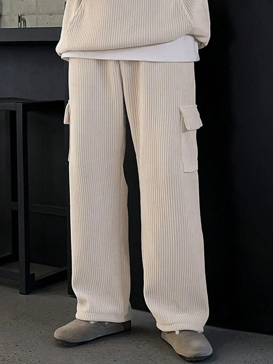 カジュアル 無地 コーデュロイ ドロップショルダー リラックスフィット パーカー  カーゴパンツ セット