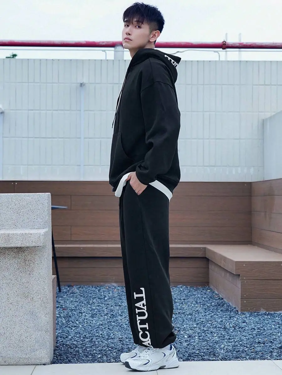 メンズ レター 刺繍 スウェットシャツ セット