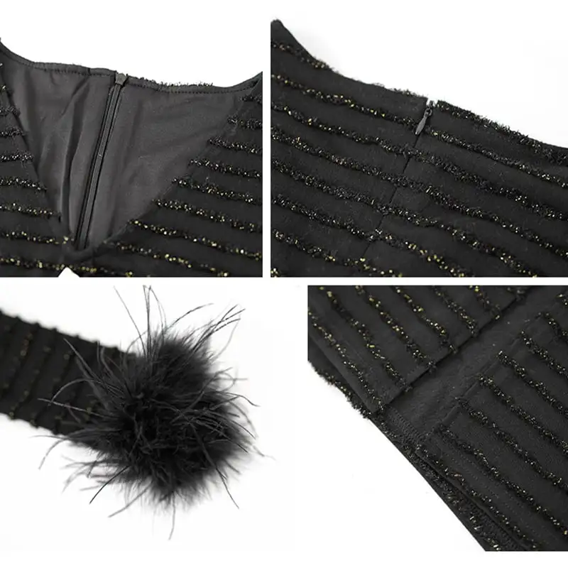 ワンピース 大人スタイル Vネック パーティー フィッシュテール 切り替え ブラック