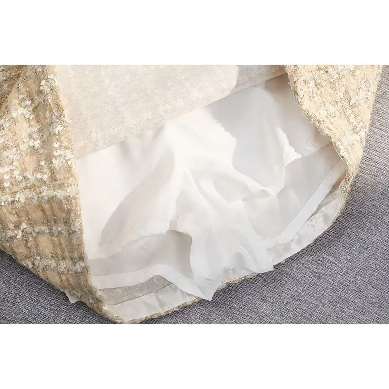 ボトムス スカート 3色展開 ミニスカート ツイード ハイウエスト スパンコール