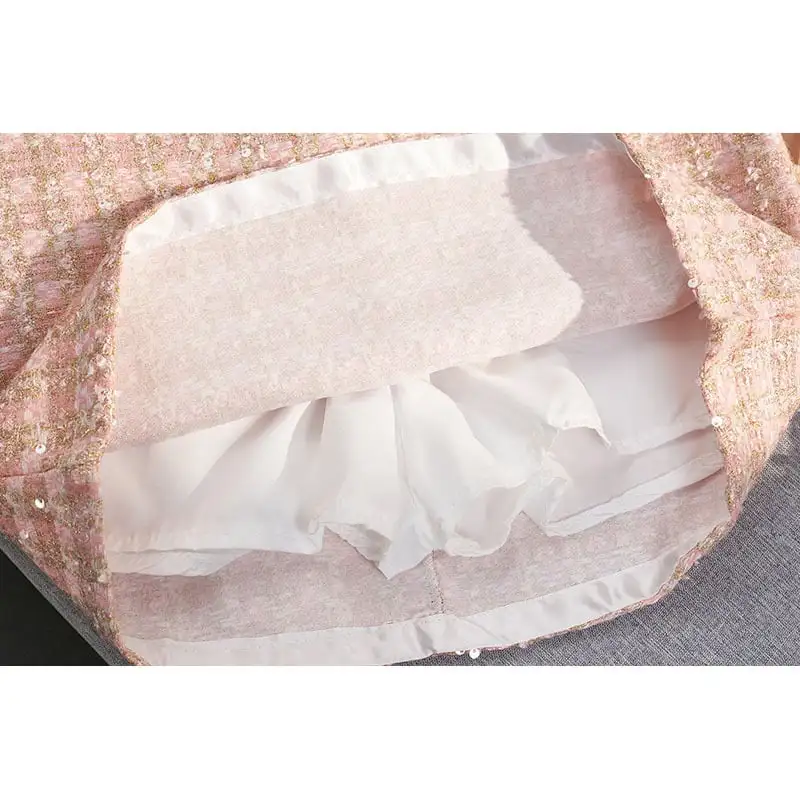 ボトムス スカート 3色展開 ミニスカート ツイード ハイウエスト スパンコール