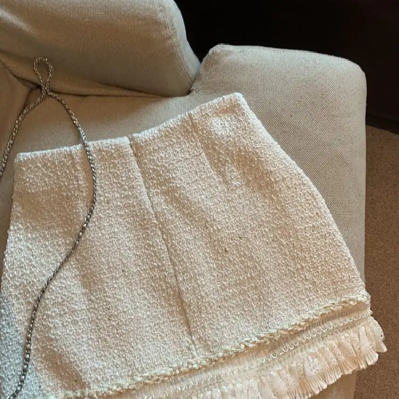 ボトムス スカート 2色展開 ミニスカート ハイウエスト レース ツイード