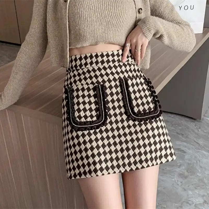 ボトムス スカート 2色展開 ミニスカート チェック柄