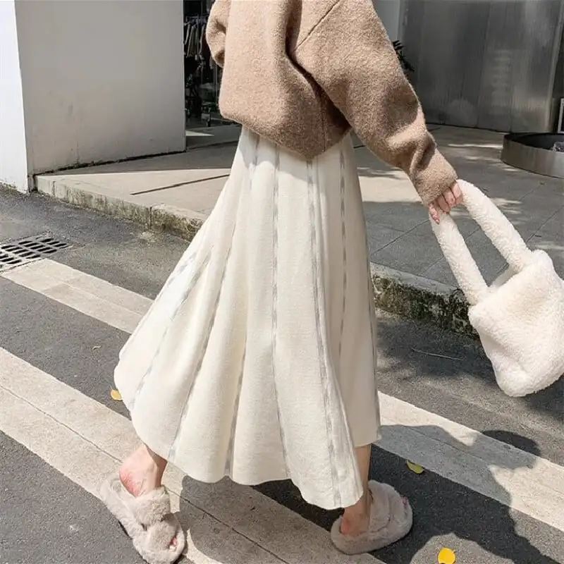 ボトムス スカート ロングスカート 4色展開 ニット ウエストゴム