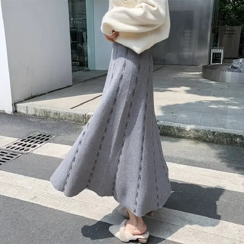 ボトムス スカート ロングスカート 4色展開 ニット ウエストゴム