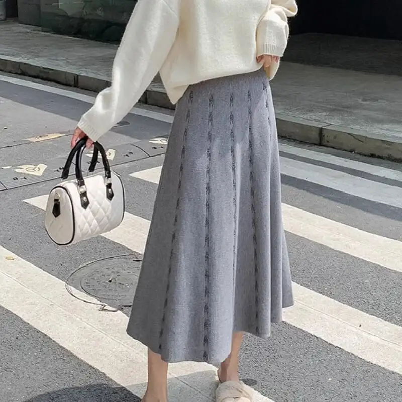 ボトムス スカート ロングスカート 4色展開 ニット ウエストゴム