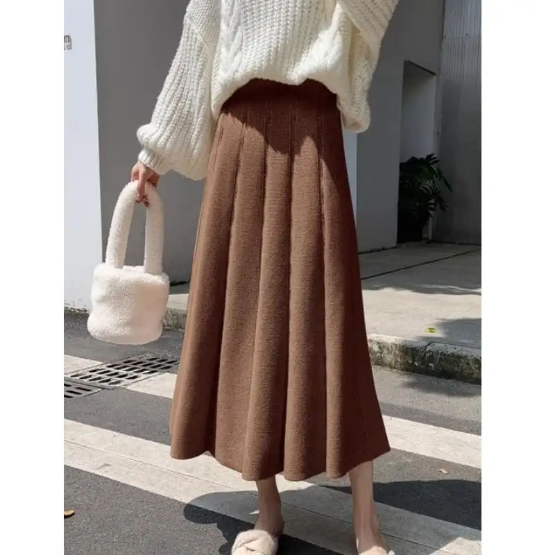 ボトムス スカート ロングスカート 4色展開 ニット ウエストゴム