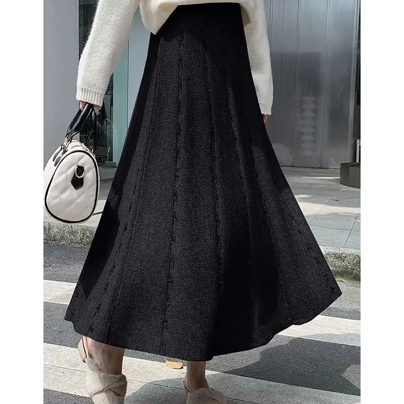 ボトムス スカート ロングスカート 4色展開 ニット ウエストゴム