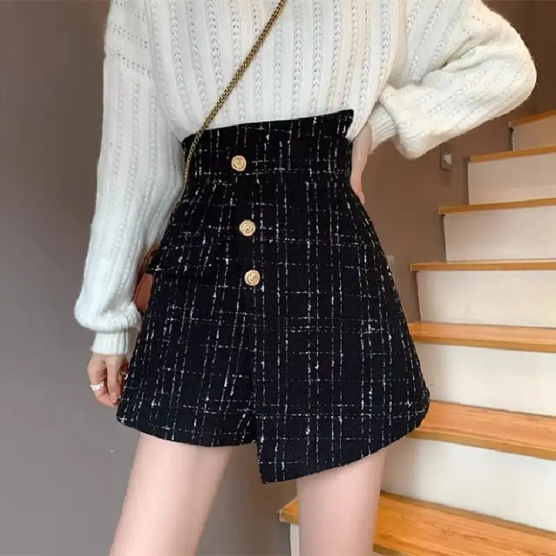ボトムス スカート 2色展開 ミニ丈 ツイード デザイン感 大きいサイズ