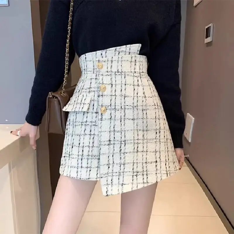 ボトムス スカート 2色展開 ミニ丈 ツイード デザイン感 大きいサイズ