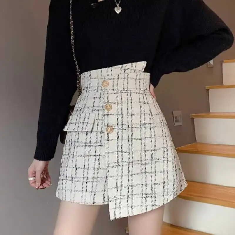 ボトムス スカート 2色展開 ミニ丈 ツイード デザイン感 大きいサイズ