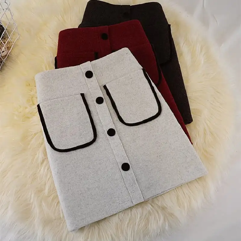 ボトムス スカート 3色展開 ミニスカート シングルブレスト