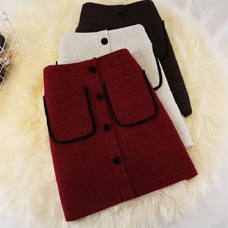 ボトムス スカート 3色展開 ミニスカート シングルブレスト