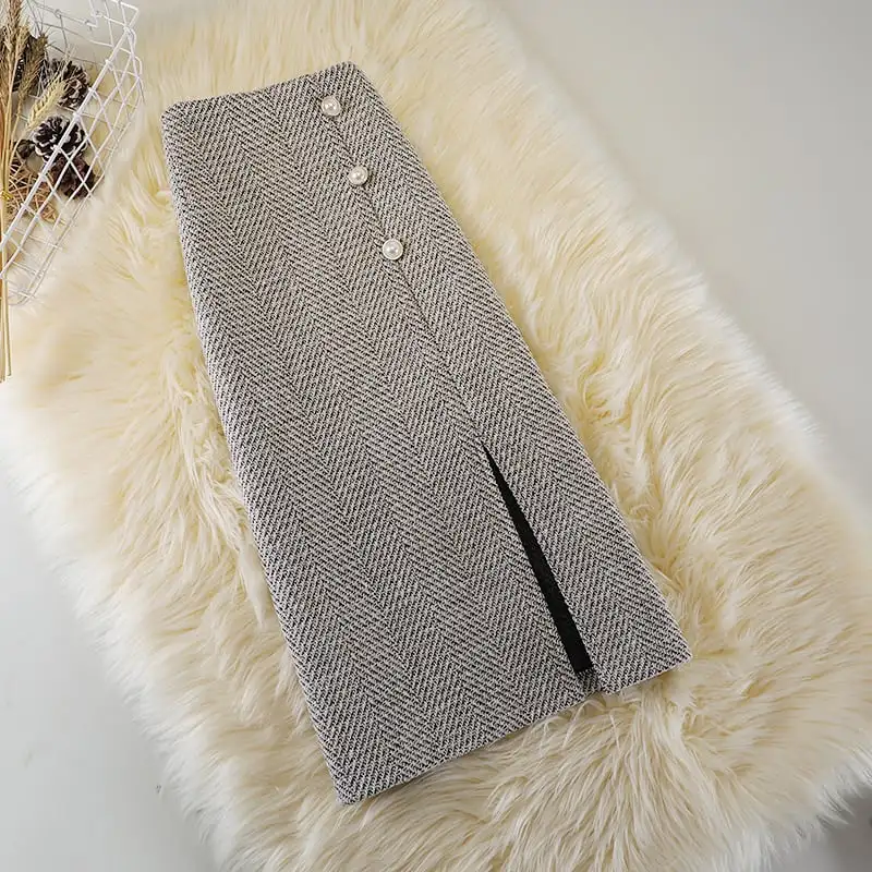 ボトムス スカート 2色展開 ロングスカート ツイード 通勤