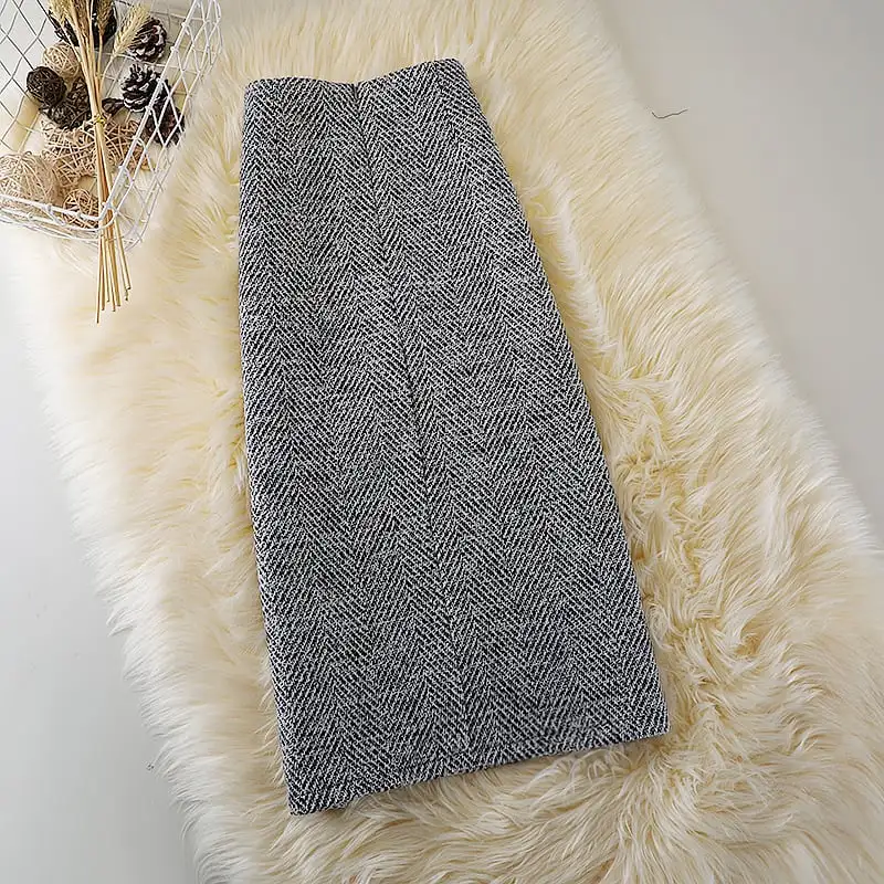 ボトムス スカート 2色展開 ロングスカート ツイード 通勤