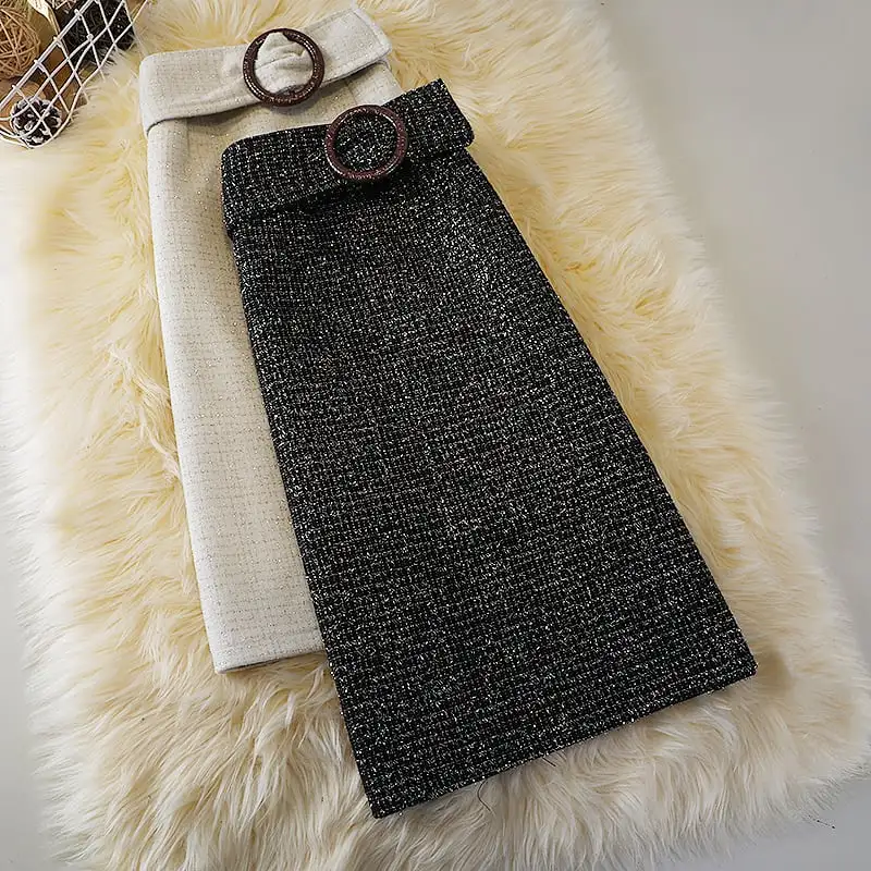 ボトムス スカート 2色展開 ロングスカート フェミニン ツイード OL