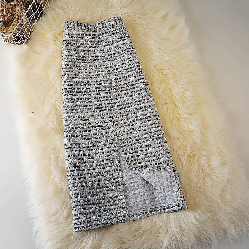 ボトムス スカート 3色展開 ロングスカート ツイード 気質満点
