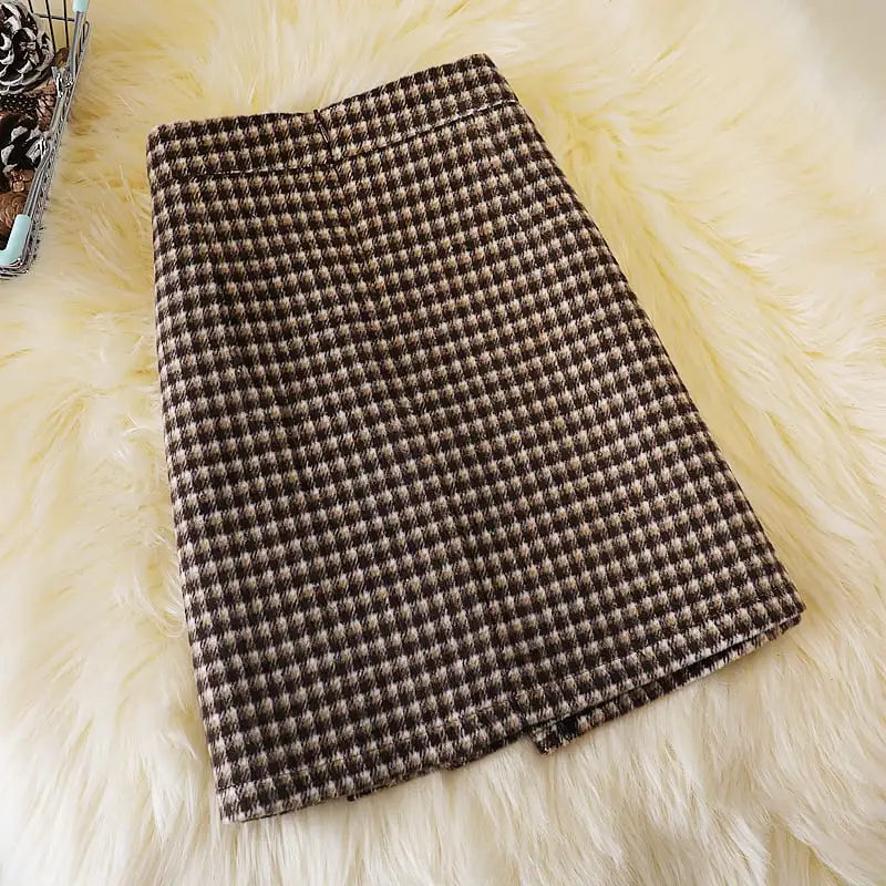 ボトムス スカート 2色展開 ミニスカート チェック柄 ボタン