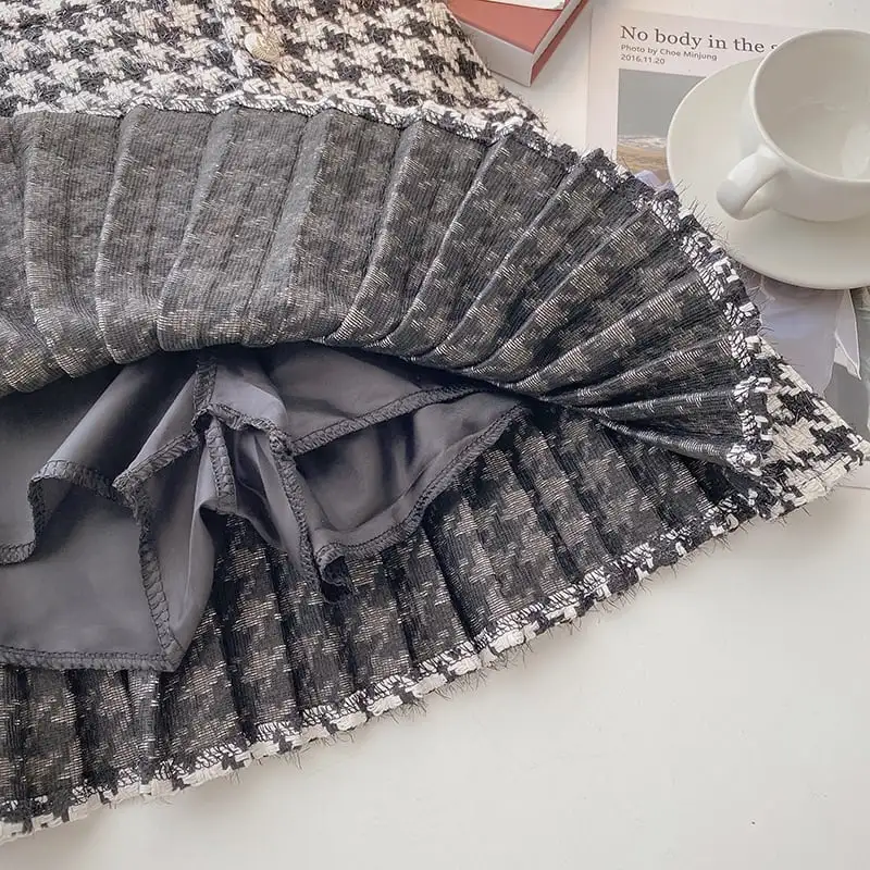 ボトムス スカート ウール ファッション レトロ 千鳥格子 魅せられる