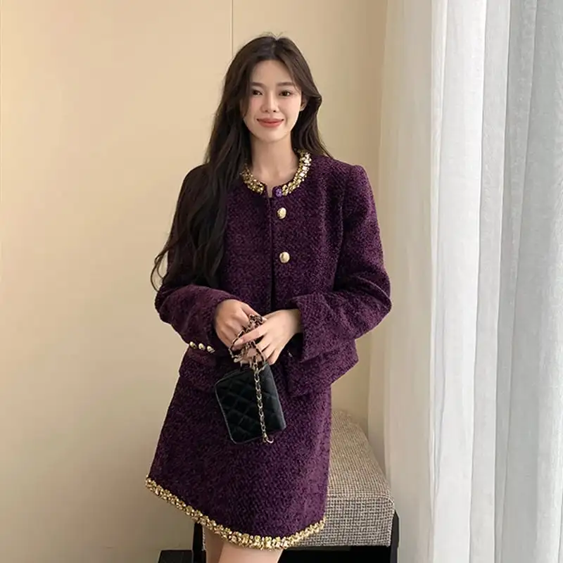 セットアップ ジャケット+スカート ラインストーン 視線集中