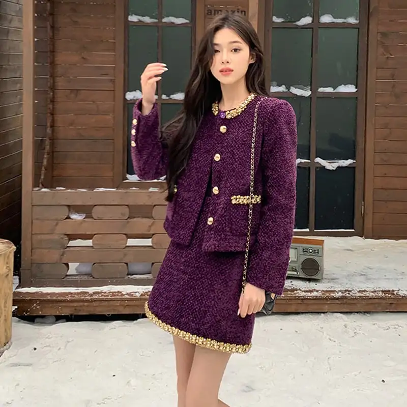 セットアップ ジャケット+スカート ラインストーン 視線集中