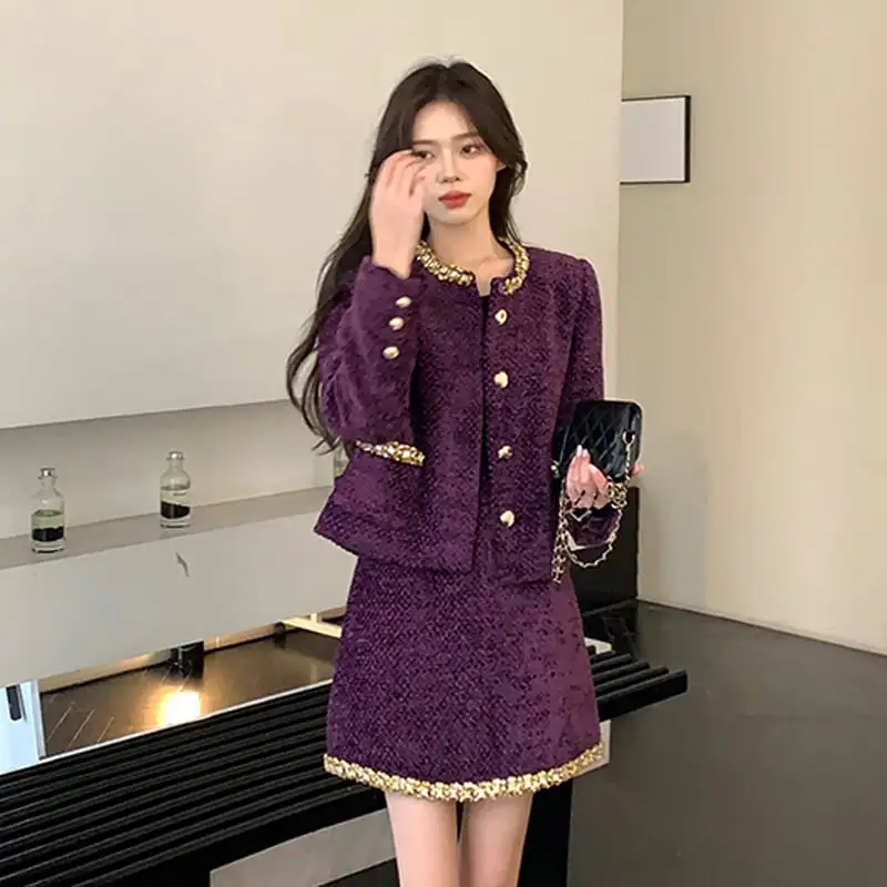 セットアップ ジャケット+スカート ラインストーン 視線集中